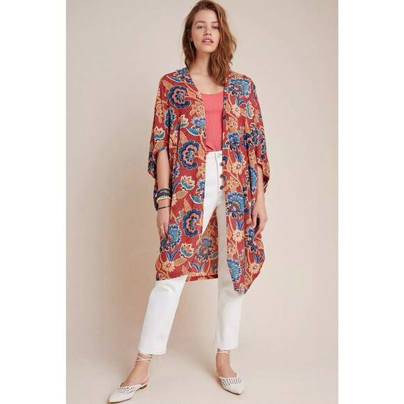 NEW Anthropologie Andersen & Lauth Red Astrid Kimono Bohemian Style Sz O/S - Picture 10 of 11